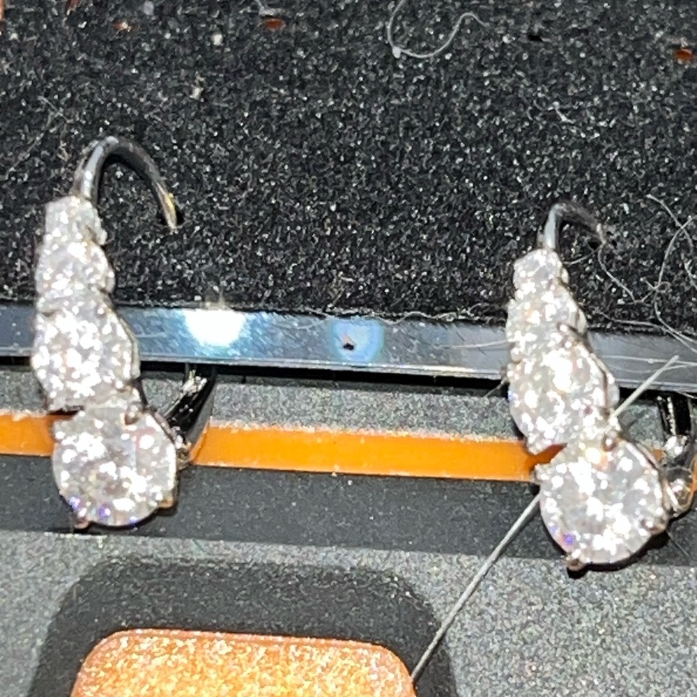 Certified sterling silver moissanite dangle earrings